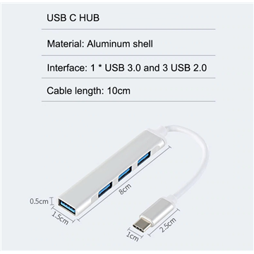 Generic USB3.1 Type-C to USB Type A Hub 4 ports